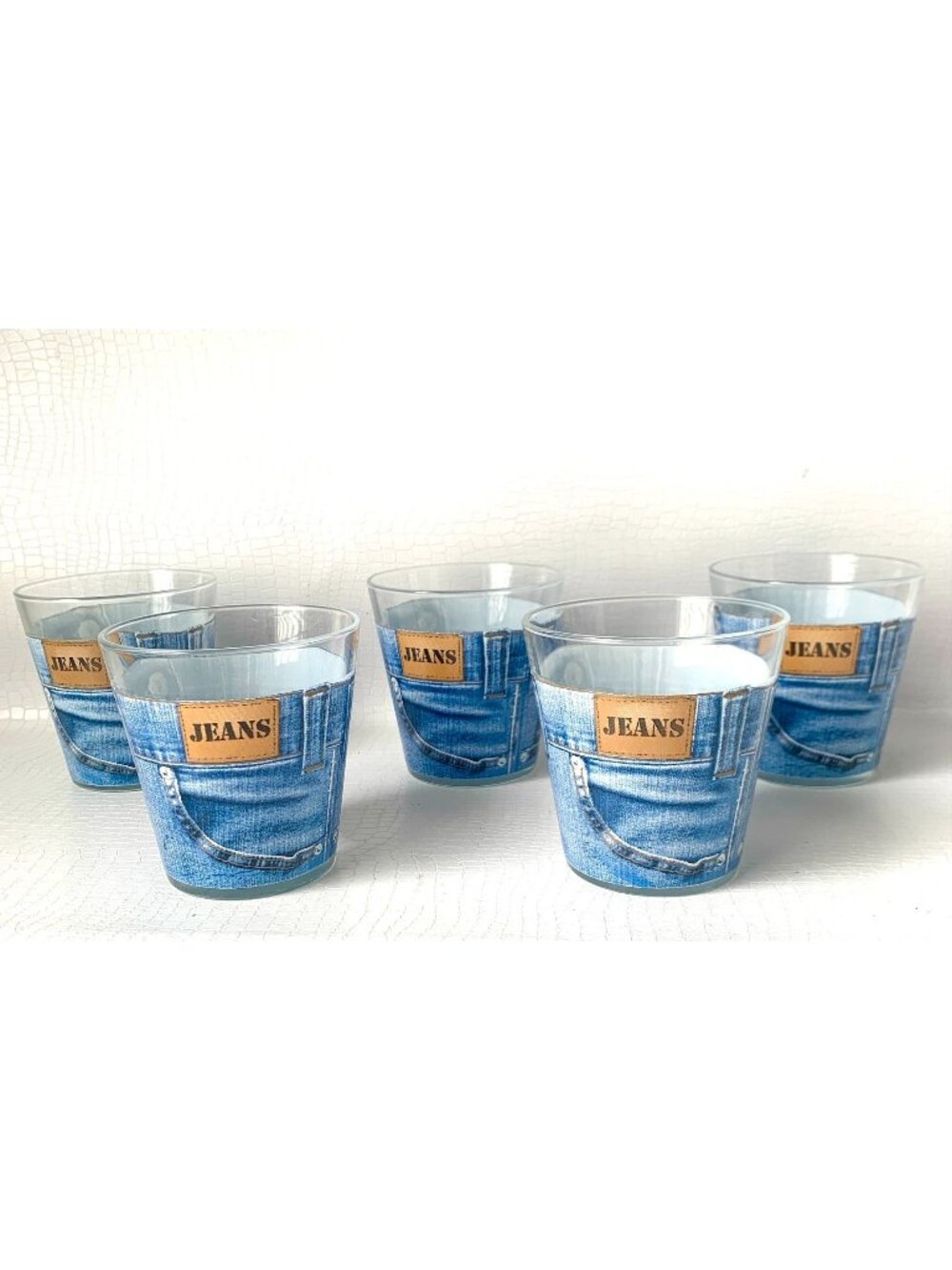 5 Vintage Jeans Retro Glasses Drinking Glass Made in Italy